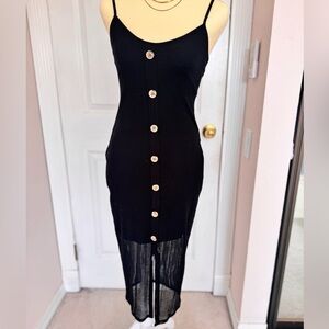 Express Elegant Black Button-Down Dress midi